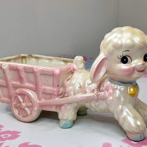 National Potteriest Antique Ceramic Glazed Lamb Pottery - Picture 2 of 6